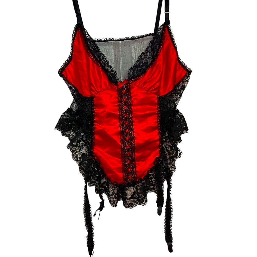 Vintage Alana Gale sexy lingerie satin teddy- red and black lace
